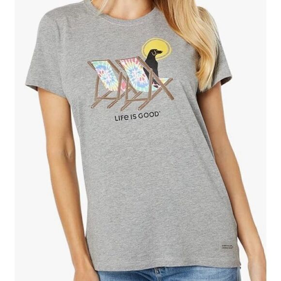 Life is Good Women’s SMALL Beach Chair Beach Dog Short Sleeve Tee - NWT - Picture 6 of 6